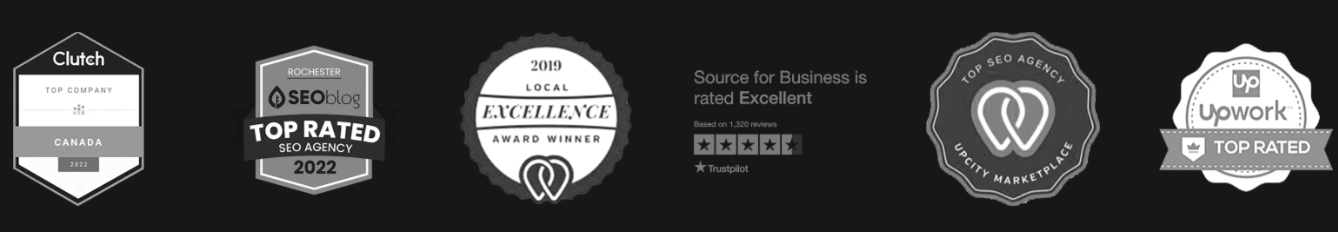 Top SEO agency badges from Clutch, SEOblog, UpCity, Trustpilot, and Upwork - AGOINTL